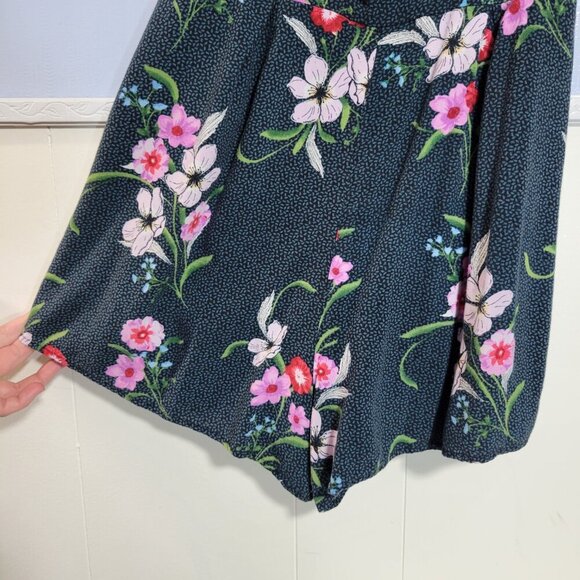 Adam Levine Medium Dark Green Bright Floral Flowy Lightweight Summer Romper - Picture 4 of 11